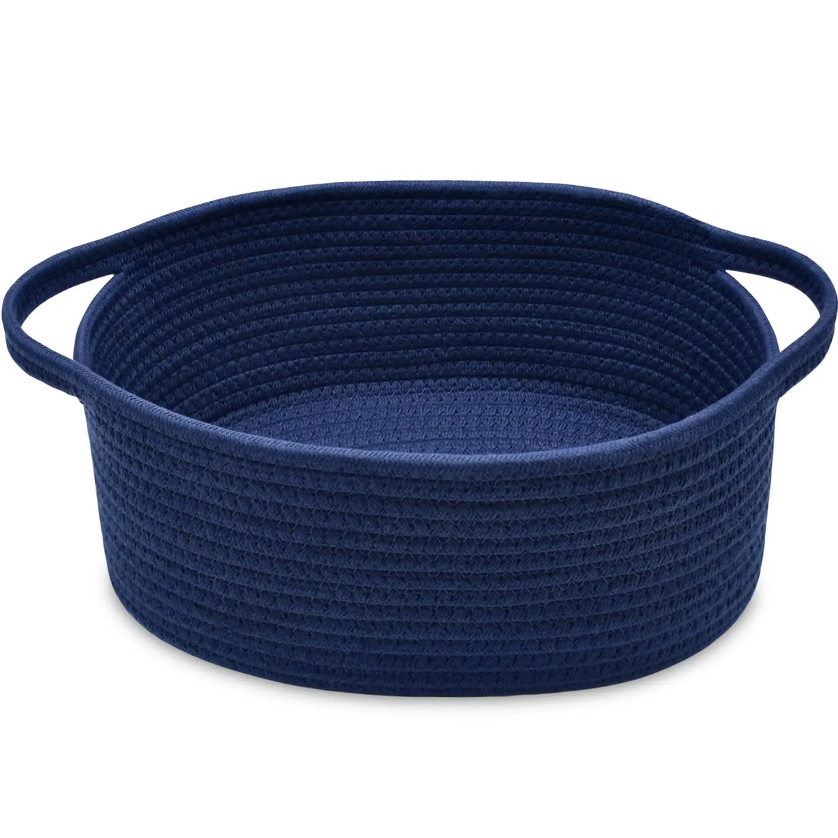 Decorative Cotton Rope Woven Storage Basket with Handle - Cute Small Collapsible Home Organizer (13" D x 8" W x 6" H) for Baby Toys, Sustainable Materials, Structured Base, Easy Carrying for Baby Shower, Graduations, Valentine's Day