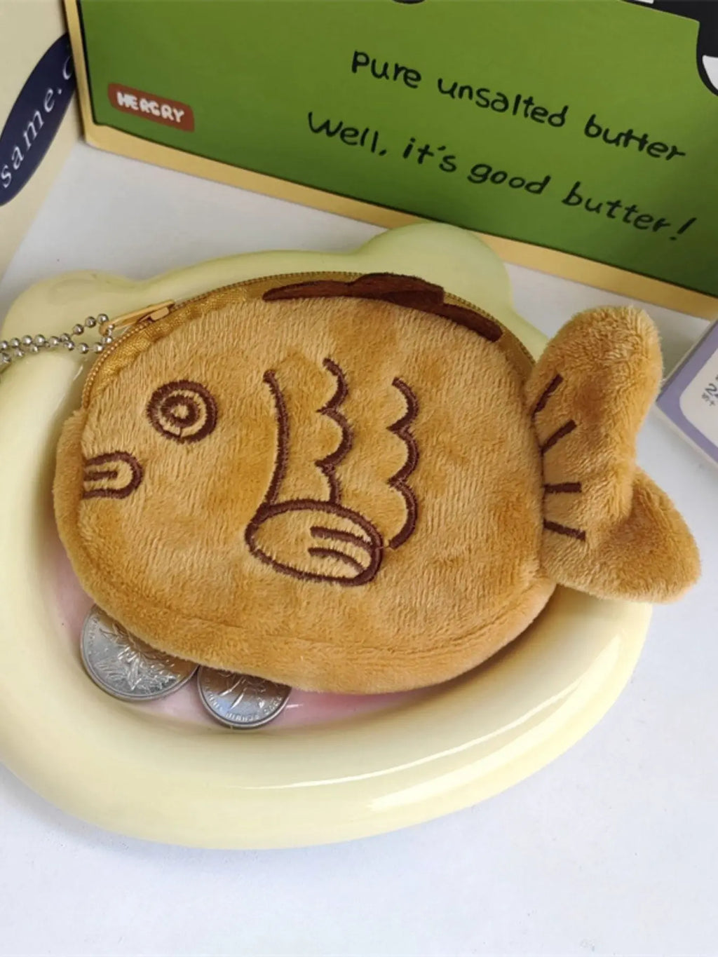 Cute Taiyaki Coin Bag Mouth Envelope Bluetooth-compatible Earphone Data Cable Organizer, Soft Pouch, Storage Bags, Multipurpose, Student Backpack Accessory, Birthday Gift, Car Decoration