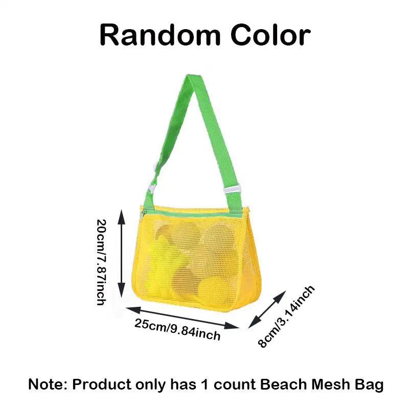 Beach Mesh Bag for Sand Toys and Seashells, Large Capacity Lightweight BPA Free Tote Bag Organiser for Children Beach Activities Adventure, Ideal Shell Storage Net Bag Organizer
