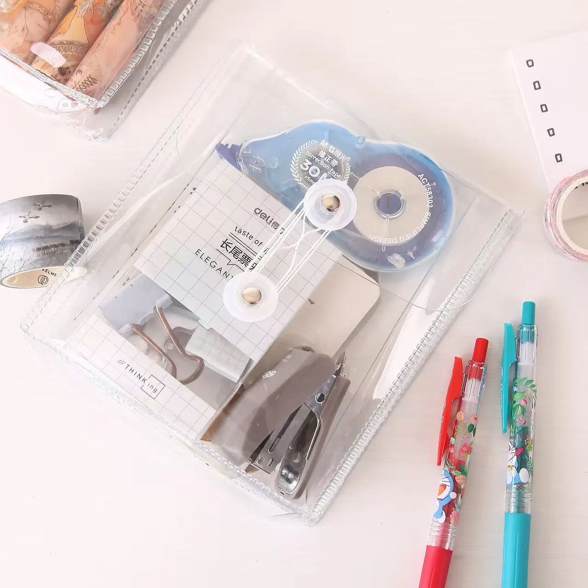 Style Transparent PVC Cable Organizer Bag, File Document Storage Pouch, Skincare Accessories Holder, Clear Wire Wrap Bag, Durable Pouch, Multifunctional Storage Solution, Organizers and Storage, Storage Bags