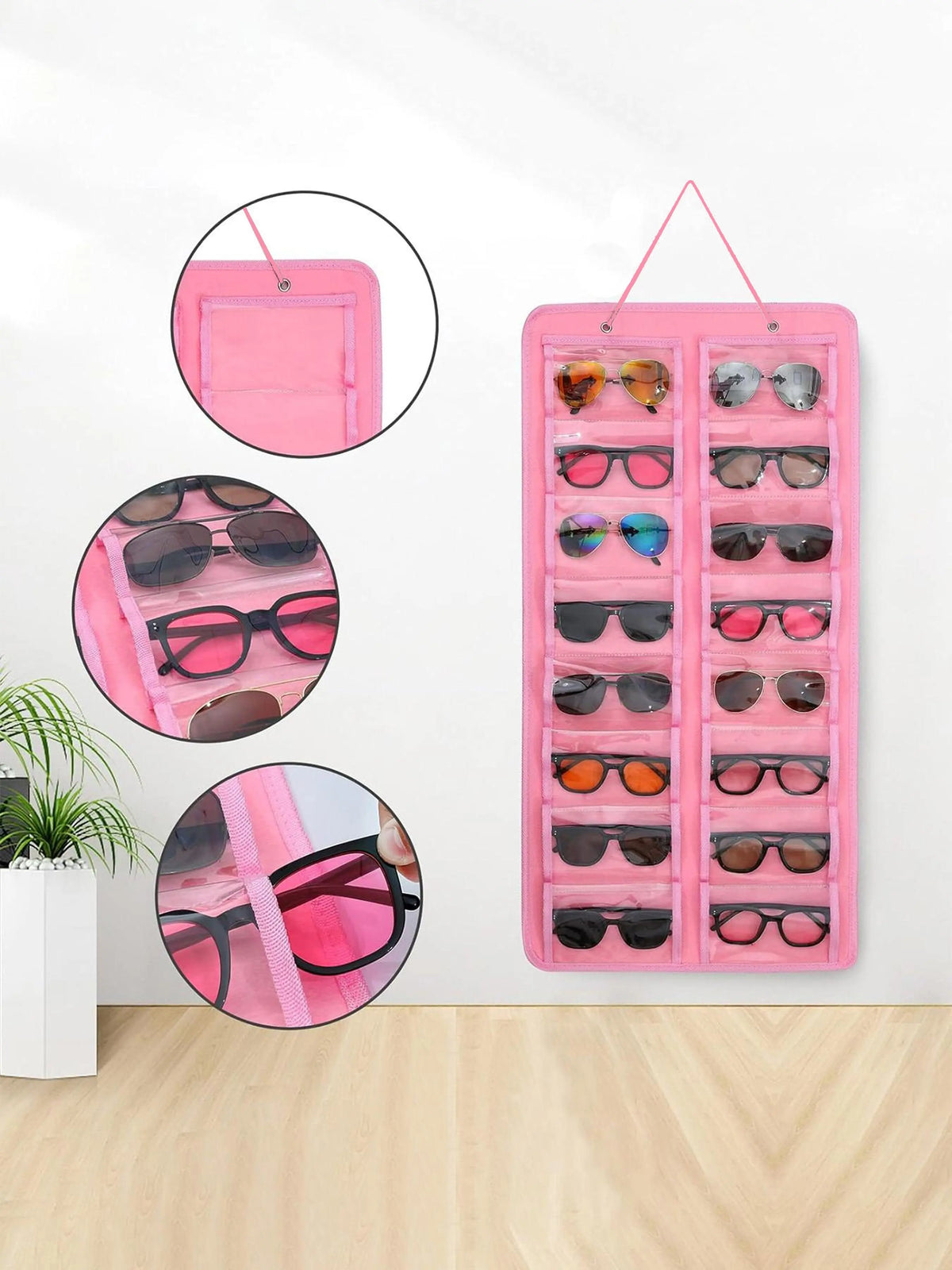 Dustproof Sunglasses Organiser, Wall Mounted Sunglasses Organiser, 16 Compartment Glasses Organiser, Space Saving Storage, Storage Pocket, Protection (Pouch Only), Organizers and Storage