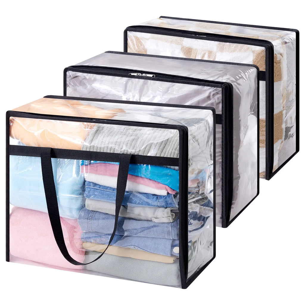 Lifewit Transparent Plastic Clothing Storage Organizer Bags, 40L/60L Vinyl Space Saver Bags with Zipper for Comforter, Bedding, Household Closet Organization