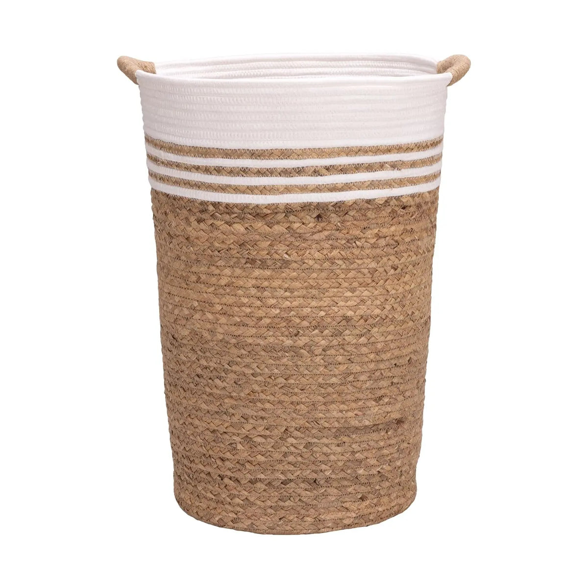 Classics Series 2-Pack Natural Water Hyacinth Handwoven 13.25x13.25in Square Laundry Baskets with Carrying Handles, Steel-Frame Portable Laundry Room Organizer, Home Organization Containers, Closet Baskets for Clothes Linen