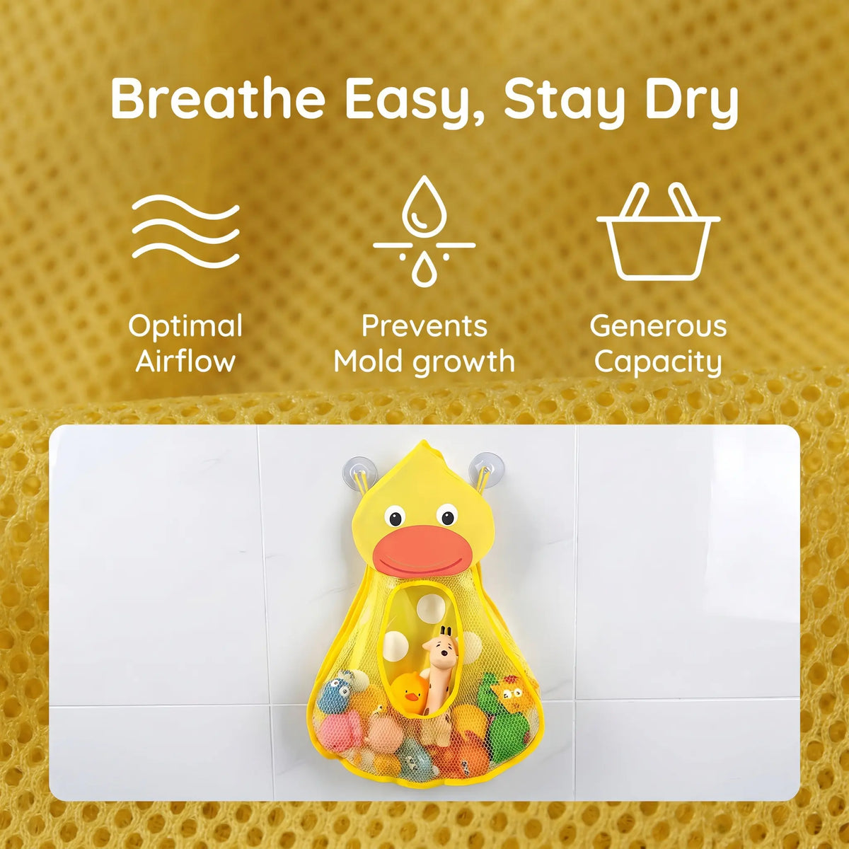 Cartoon-themed Hanging Storage Bag, Water Toy Storage Mesh Bag, Suction Cup Hanging Household Storage Bag, Stuffed Animal Storage, Hangable Organizer Pouch, Storage Pouch, Storage Organizer, Organizer Bags, Available in Various Sizes.-YY0