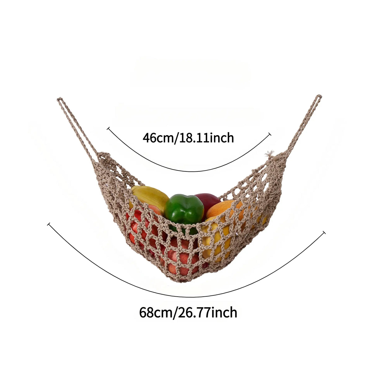 Bohemian Handmade Vegetable Fruit Net Bag, Fruit Basket Net Holder, Cozy Basket, Home Kitchen Hanging Decor, Fruit Storage Bag, Kitchen Organizer, Decorative