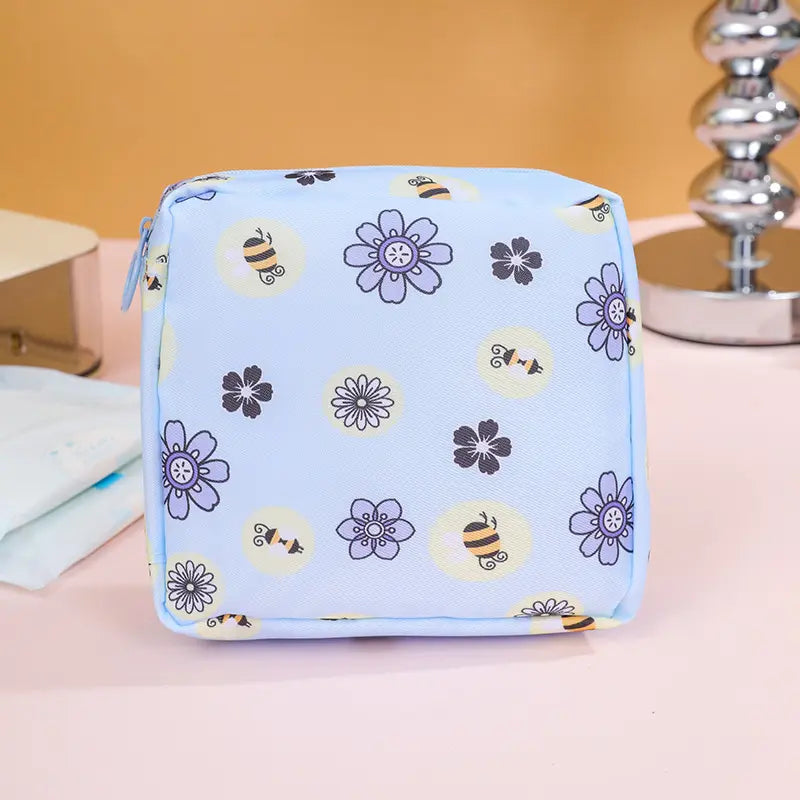 Cartoon Pattern Sanitary Napkin Storage Bag, 1 Count Portable Menstrual Pad Pouch Organiser, Small Zipper Space-Saving Bag for Outdoor Travel and Home, Organizing Supplies Portable Travel Organizer #GLOBAL PICKS