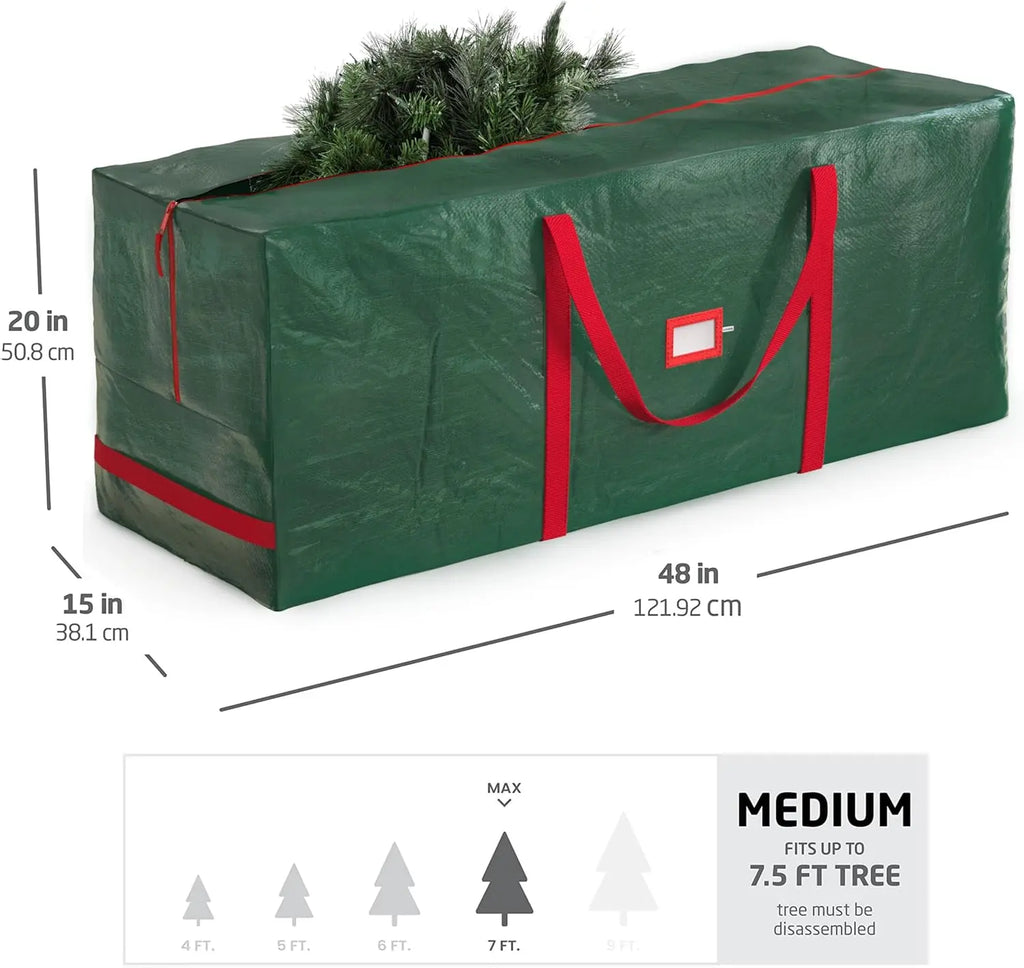 7.5 Ft Artificial Christmas Tree Storage Bag, Heavy-Duty Durable Waterproof Rain-proof Pack with Reinforced Handles, Full-Length Zipper for Easy Access (Home & Garden Organization Solution)