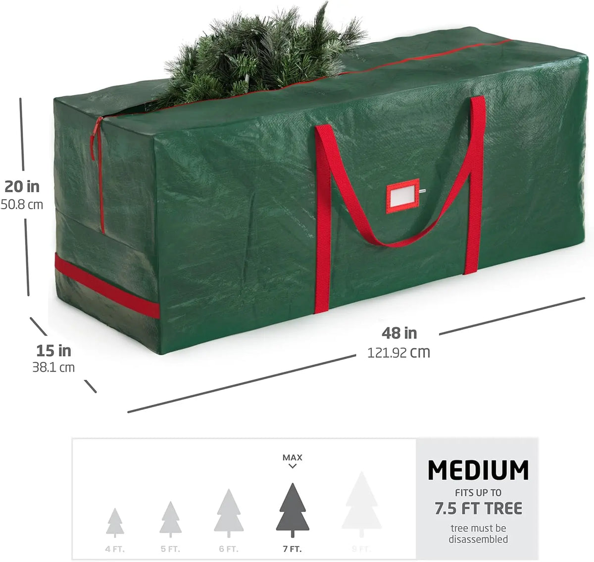 7.5 Ft Artificial Christmas Tree Storage Bag, Heavy-Duty Durable Waterproof Rain-proof Pack with Reinforced Handles, Full-Length Zipper for Easy Access (Home & Garden Organization Solution)