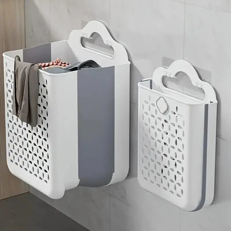 Folding Storage Basket, 1 Count Wall Mounted Telescopic Storage Basket, Space Saving and Convenient to Carry Storage Organizer for Home Bathroom Kitchen, Collapsible Storage Baskets, Foldable Storage Basket, Baskets for Organizing