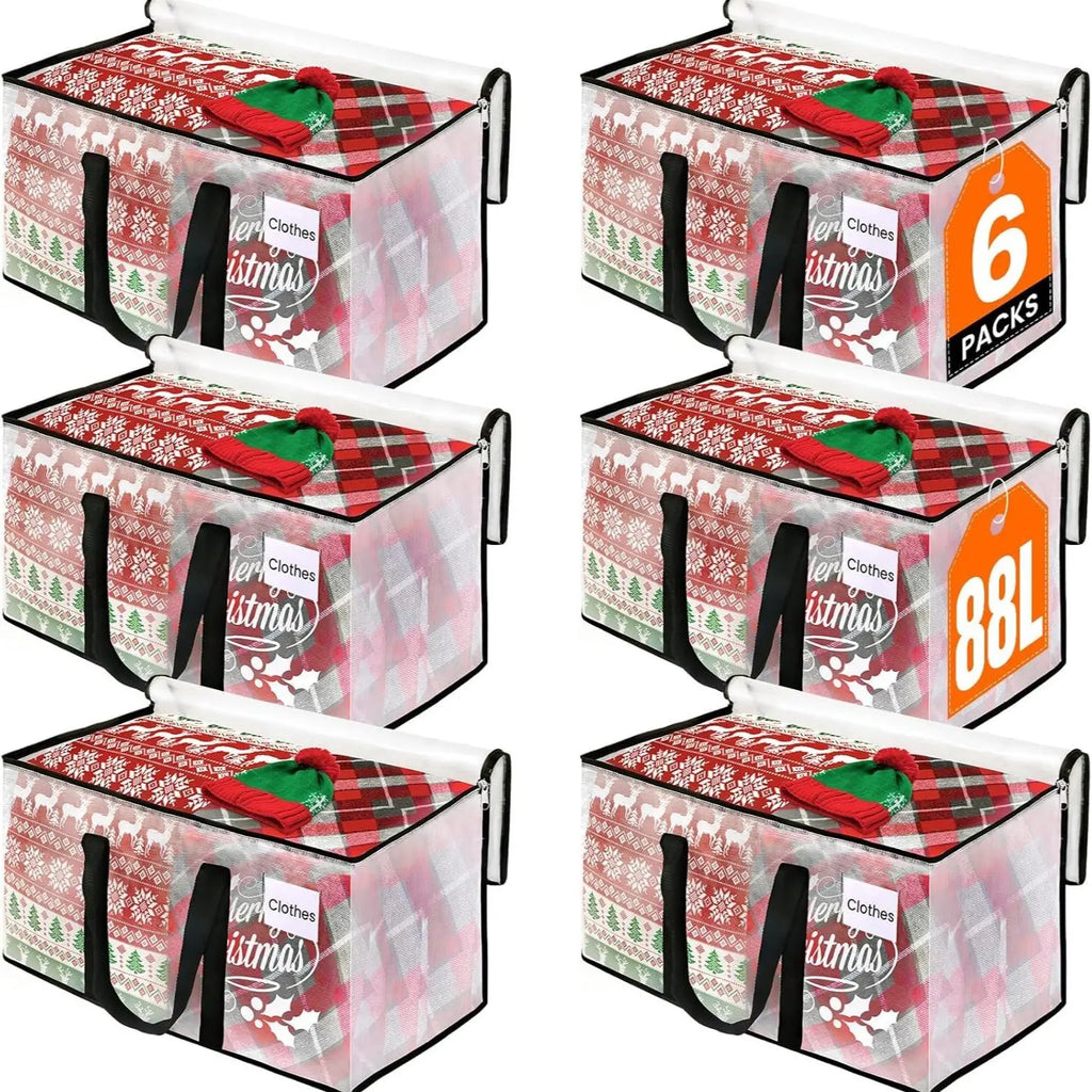 6-Pack Oversized Moving Bags with Reinforced Handles, Heavy-Duty Storage Tote for Clothes, Moving Supplies (Clear, 6-Pack),sohochic
