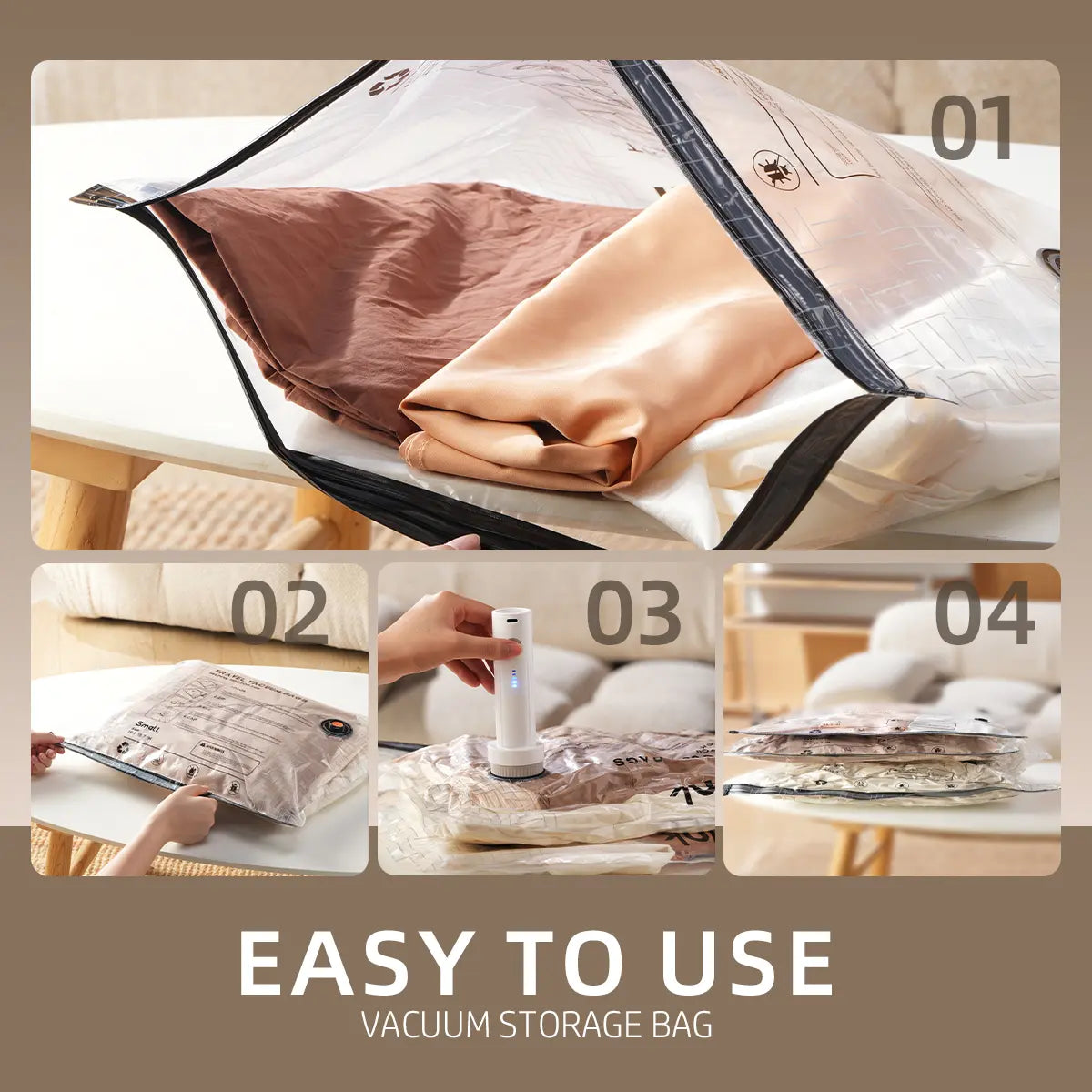 Inspink 15-Pack Compression Vacuum Seal Storage Bags Set with 25W USB Rechargeable Pump, Foldable Solution for Home Storage Organization, Travel Organizers, Carry-On Luggage Organizer,dorm essentials #SohoChic
