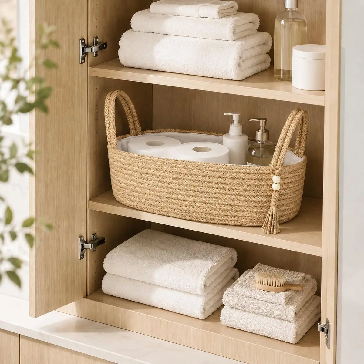 Small Storage Basket, Jute Rope Woven Toilet Paper Tray Organizer for Toilet  Top, Boho Bathroom Decor Holder for Shelf Bedroom Living Room -13x6x4 Inches