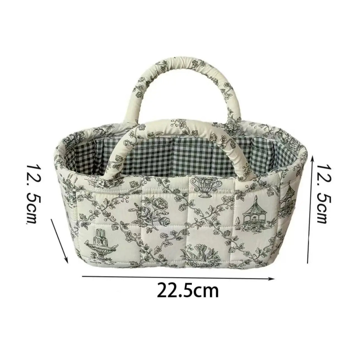 Cotton Country Chic Embroidered Print Lightweight Compact Basket - Baskets for Organizing, Baby Girl's Room Storage, Cosmetic Holder, Portable Gift Bag