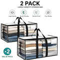 Clear Extra Large Moving Bags, Heavy-Duty Waterproof Storage Tote Bag with Reinforced Handles & Zippers, Transparent Organizer for Clothes, Bedding, Dorm, Moving, Clothing Storage Bags (Clear - 88L)