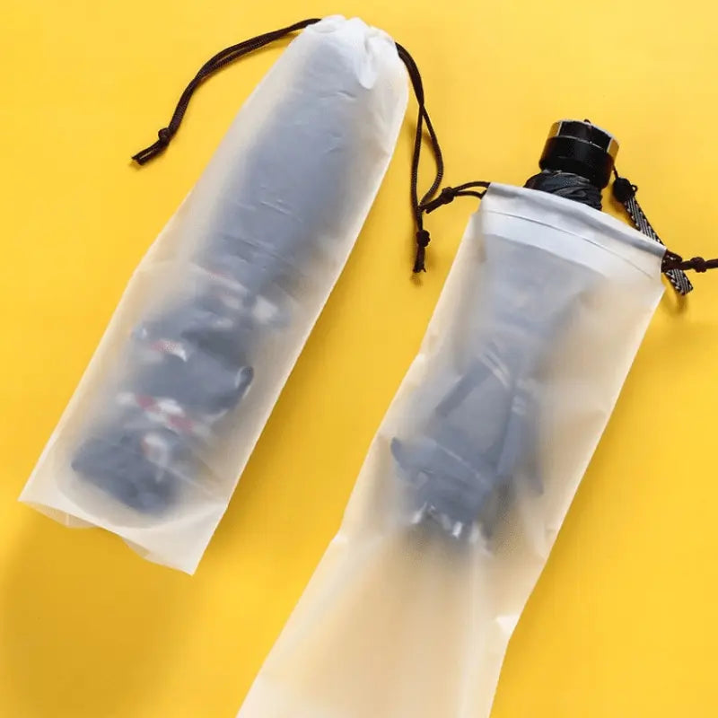 Plastic Bag Matte Translucent Umbrella Storage Bag Reusable Portable Umbrella Drawstring Storage Cover Home Storage Organizer Durable Plastic Organizers