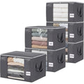 Bedding Storage 90L Blanket Storage Bags 6 Pack Large Foldable Heavy Duty Clothes Containers for Closet, Clothing, Comforters, Bedding, Bed Sheets, Pillows and Toys Organizers