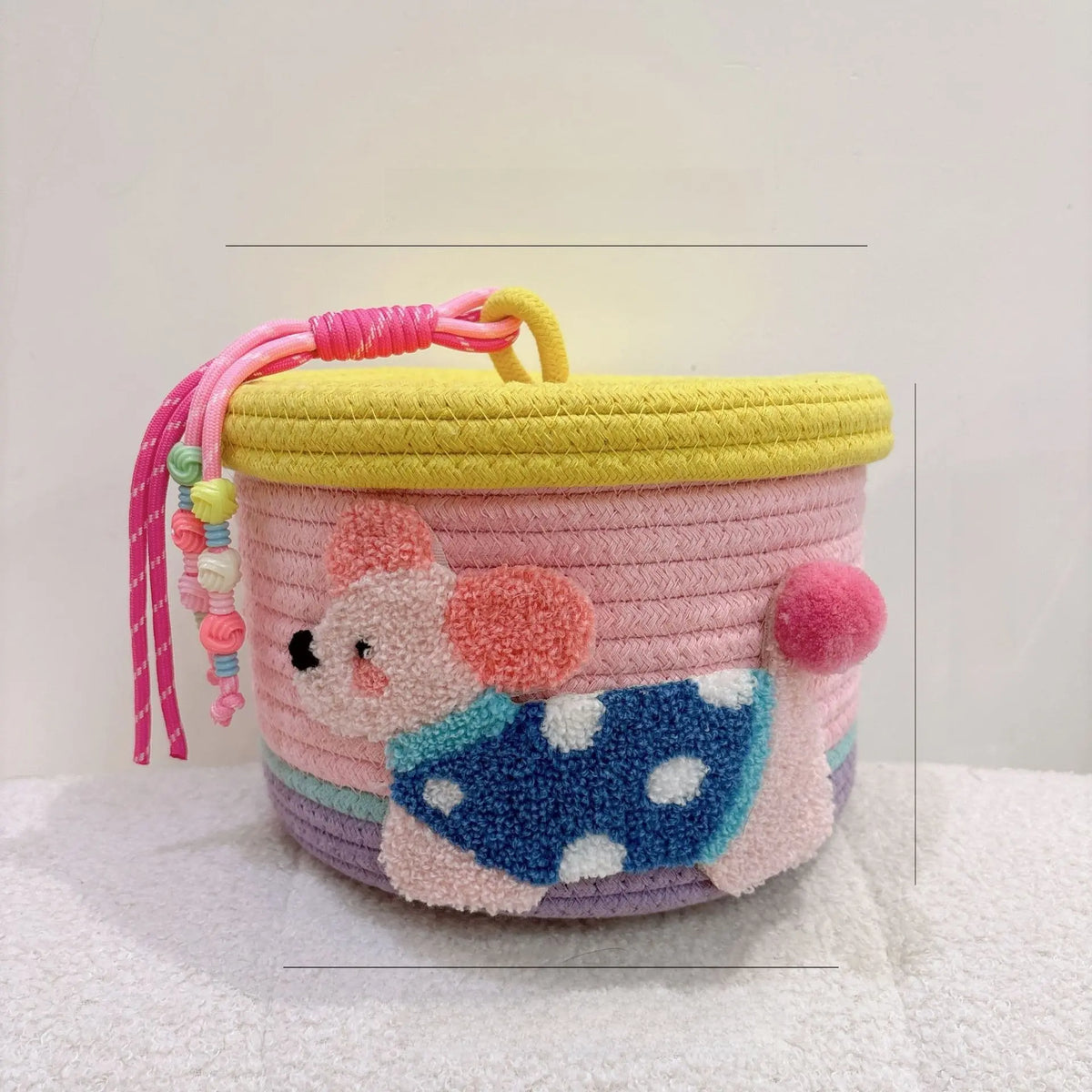 Cotton Fabric Home Storage Baskets - Multi-Size, Cute Design, Foldable, Handle-Equipped Household Organizers, Cappuccino (22*12), Pink & White Dopamine (22*19), Space-Saving Home Supplies