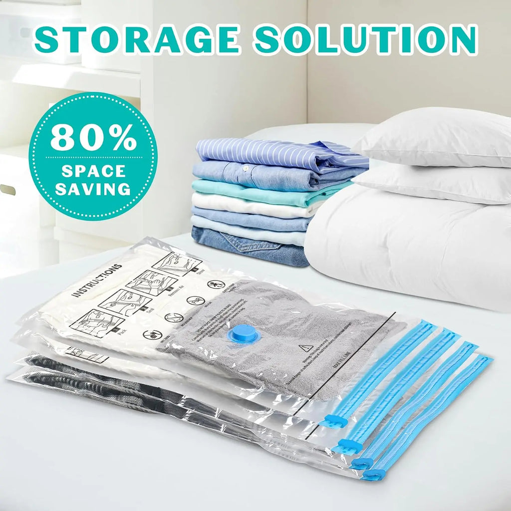 15 Pack Vacuum Seal Bags for Clothing &Travel, Space Saver Vacuum Storage Bags for Blankets,Luggage,Clothes,Comforter, Hand Pump Included (3 Jumbo,3 Large,3 Medium,3 Small,3 Roll）Gift.