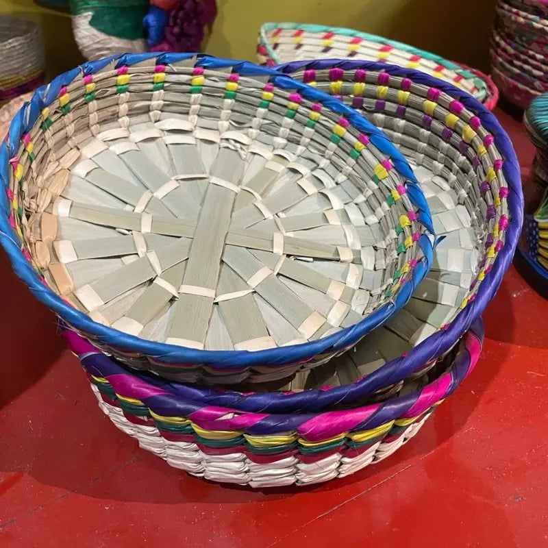 Set of 3 Tortilla Basket - Colorful Woven Basket for Snacks and Desserts