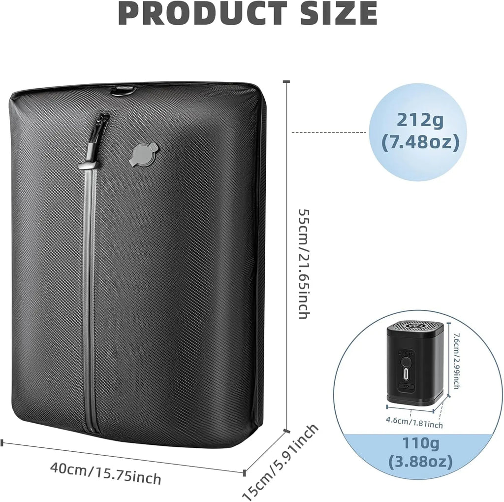 Sohochic Cordless Travel Vacuum Compression Bag Set | IP67 Waterproof 33L Space Saver with Wireless Pump for Clothes, Blankets, Seasonal Storage, Luggage & Suitcases