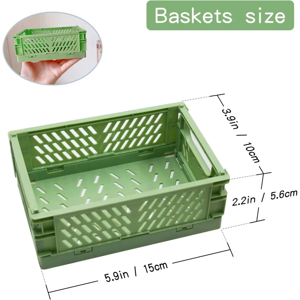 4-Pack Collapsible Hollow Plastic Storage Crate Set - Rectangular, Durable, Stackable Storage Bins, Waterproof Mini Baskets (5.9x3.9x2.2in/15x10x5cm, 0.03 Cubic Feet) for Home, Office Drawer Organization to Organize Items