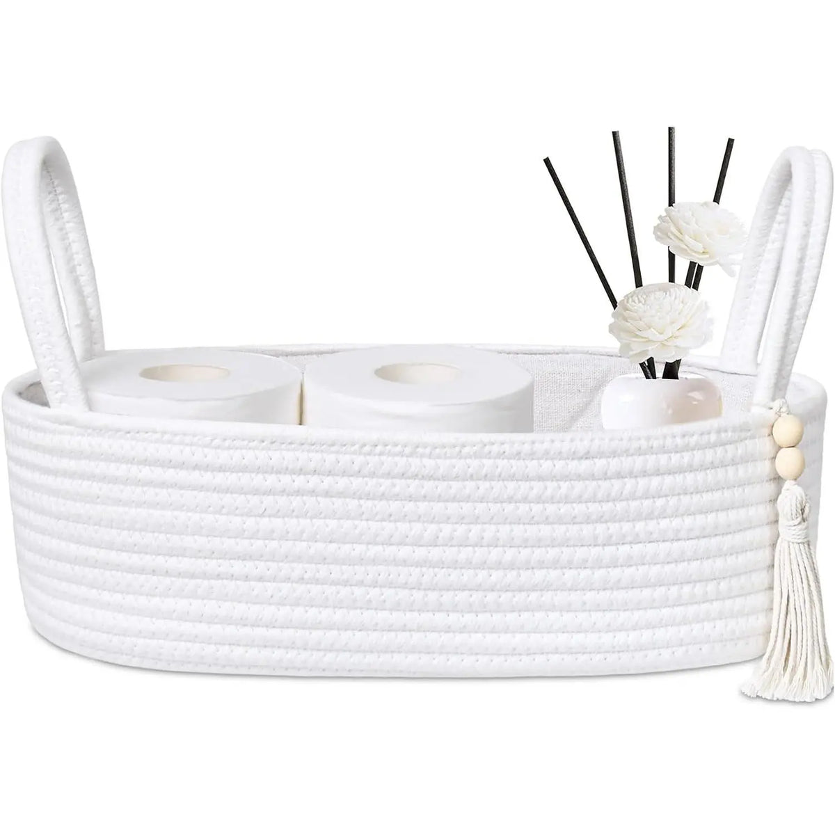 Small Storage Basket, Jute Rope Woven Toilet Paper Tray Organizer for Toilet  Top, Boho Bathroom Decor Holder for Shelf Bedroom Living Room -13x6x4 Inches