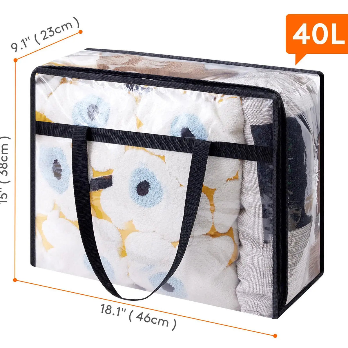 Lifewit Transparent Plastic Clothing Storage Organizer Bags, 40L/60L Vinyl Space Saver Bags with Zipper for Comforter, Bedding, Household Closet Organization