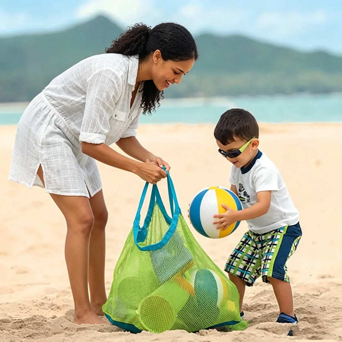 Large Beach Bag, 1 Count Kids Toy Storage Large Beach Bag with Handle, Women Cosmetic Makeup Bag, Multipurpose Home Organizer, Multifunctional Storage Solution, Storage Bags