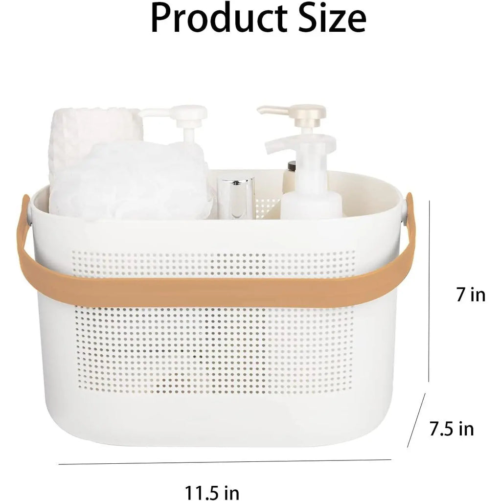 Plastic Storage Baskets with Handles, Shower Caddy Shelf Organizers Basket for Bathroom, Kitchen, Dorm Room, Yellow