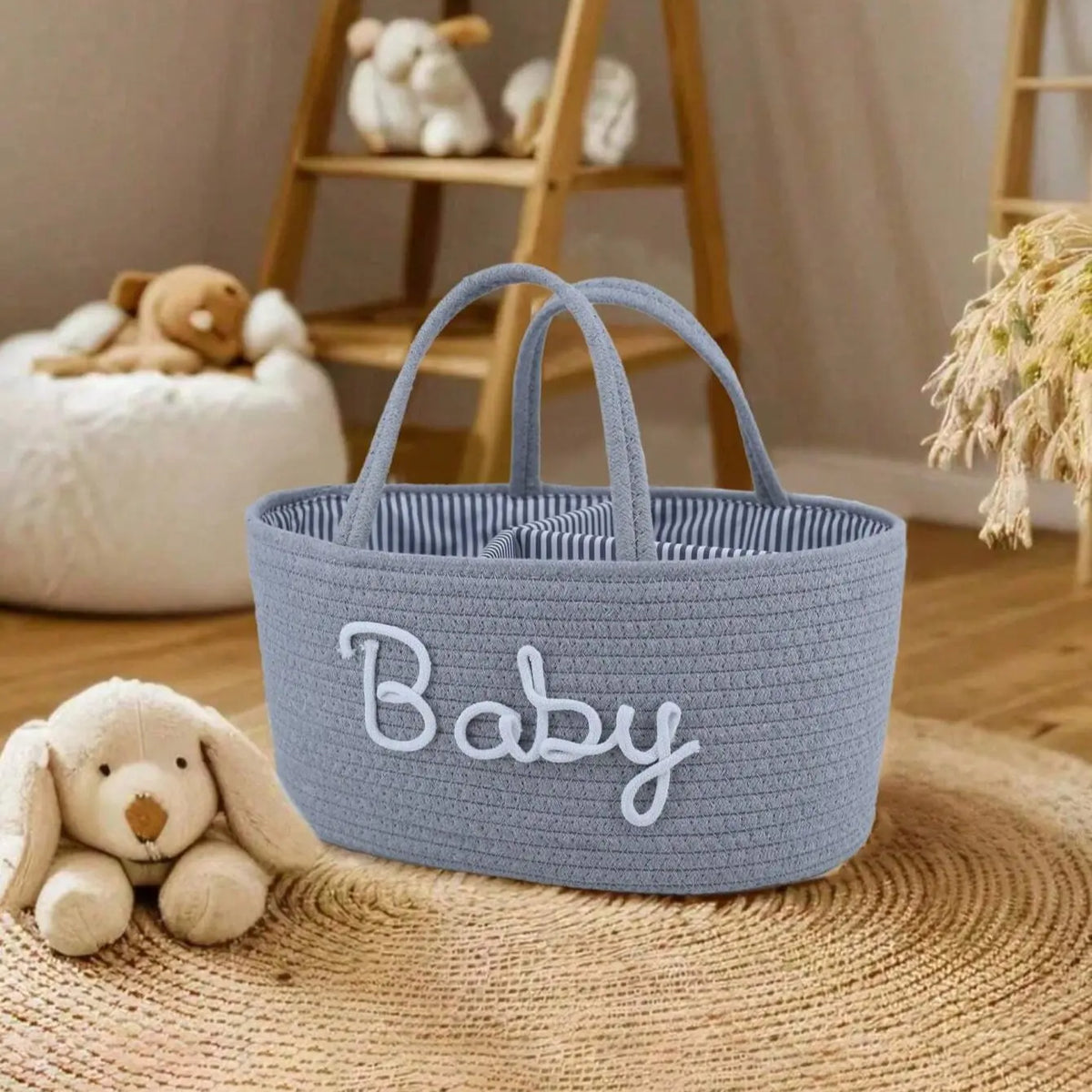 Baby Diaper Storage Basket, Toy Organizer Bin, Woven Compartment Detachable Portable, Nursery Essentials, Baby Care Accessories, Playroom Kidsroom Organizer, Removable Basket, Nursery Baskets, Storage for Organizing