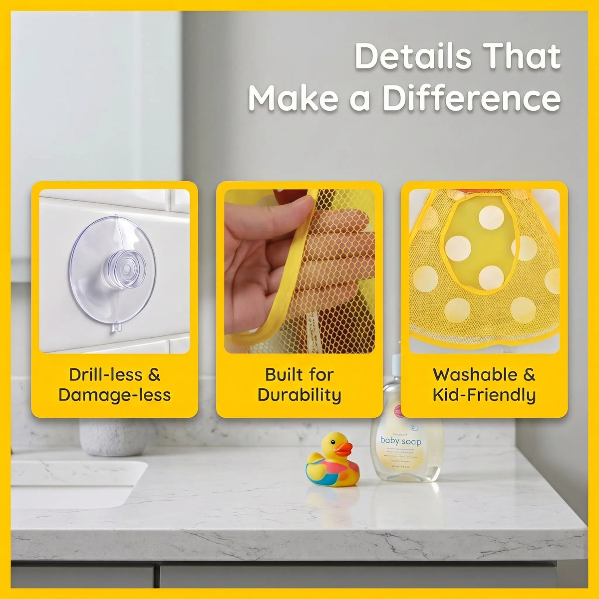 Cartoon-themed Hanging Storage Bag, Water Toy Storage Mesh Bag, Suction Cup Hanging Household Storage Bag, Stuffed Animal Storage, Hangable Organizer Pouch, Storage Pouch, Storage Organizer, Organizer Bags, Available in Various Sizes.-YY0
