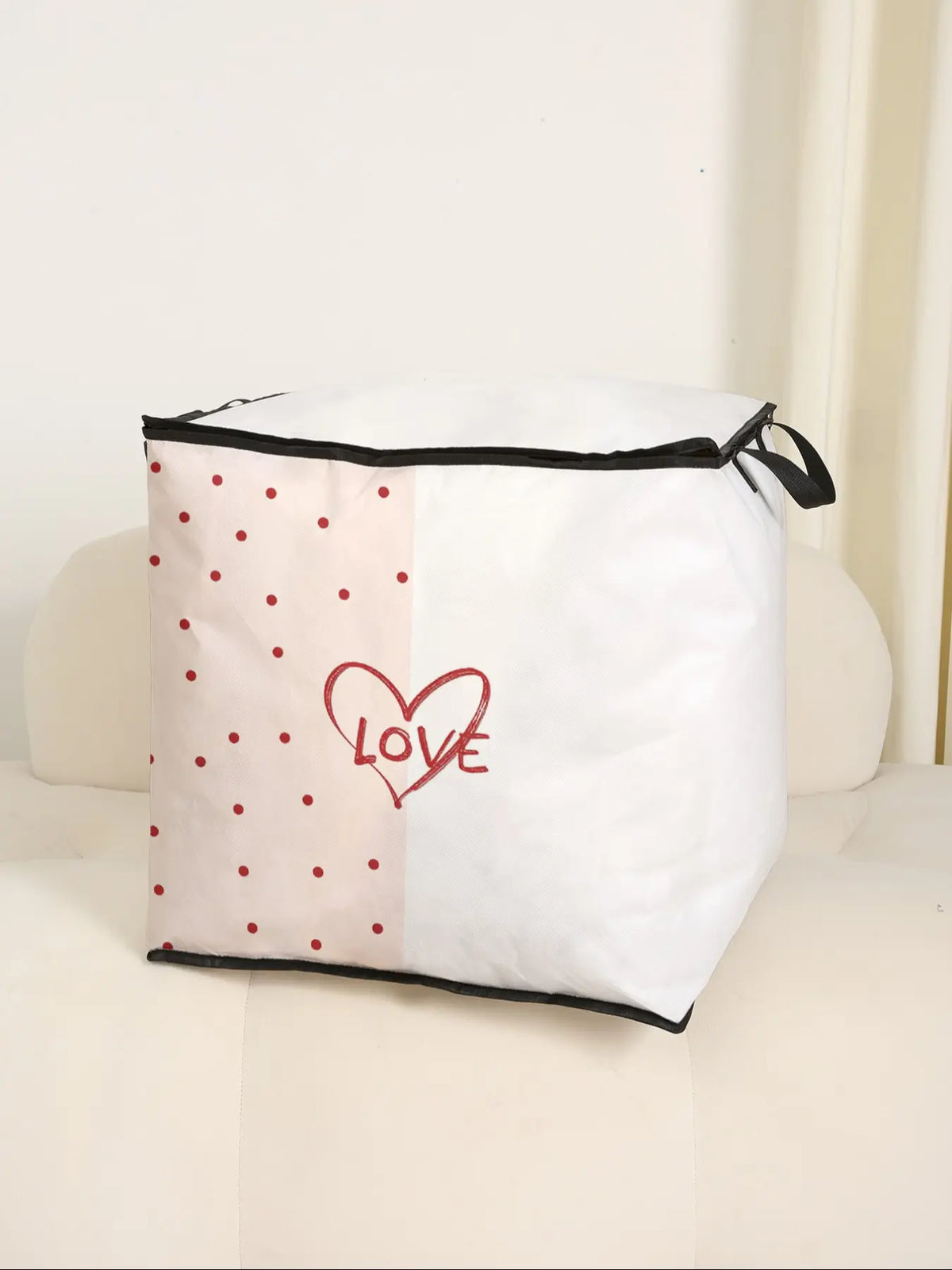 Heart Printed Thick Quilt Storage Bag, Blanket Storage, Cute and Practical Kids Bedding Organizer, Organizer Storage Supplies, Durable Material, Easy Carry Handle, Home Use, Valentine's Day Gift