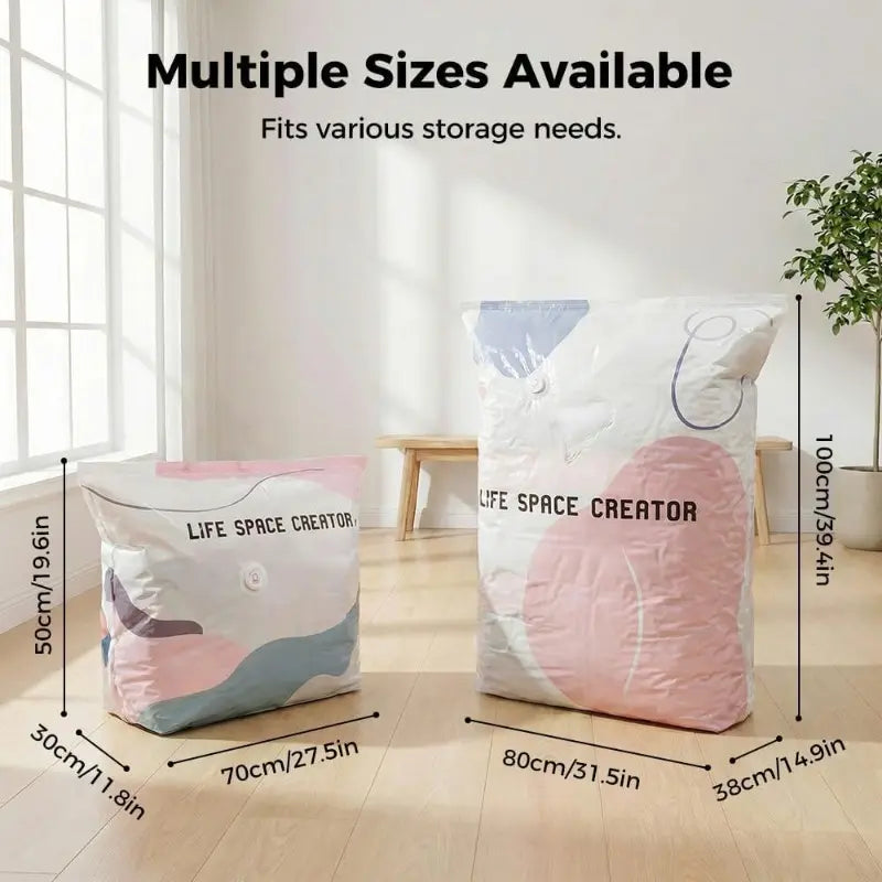 No Air Pump Needed Vacuum Storage Bags Press to Seal Reusable Heavy Duty Compression Bags Moisture Dust Resistant Multiple Sizes Mixed Pack For Off-Season Clothes Bedding Quilts Blankets Storage Organiser