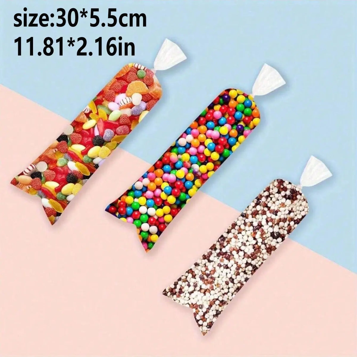 50/100 Pack 30cmx5.5cm Candy Bags, Ice Cream Mold Bags, Storage Pouch, Resealable Pouches, Durable Self-Seal Plastic Bags, Ideal for Parties, Travel, Weddings, Kitchen Storage, Resealable Packaging