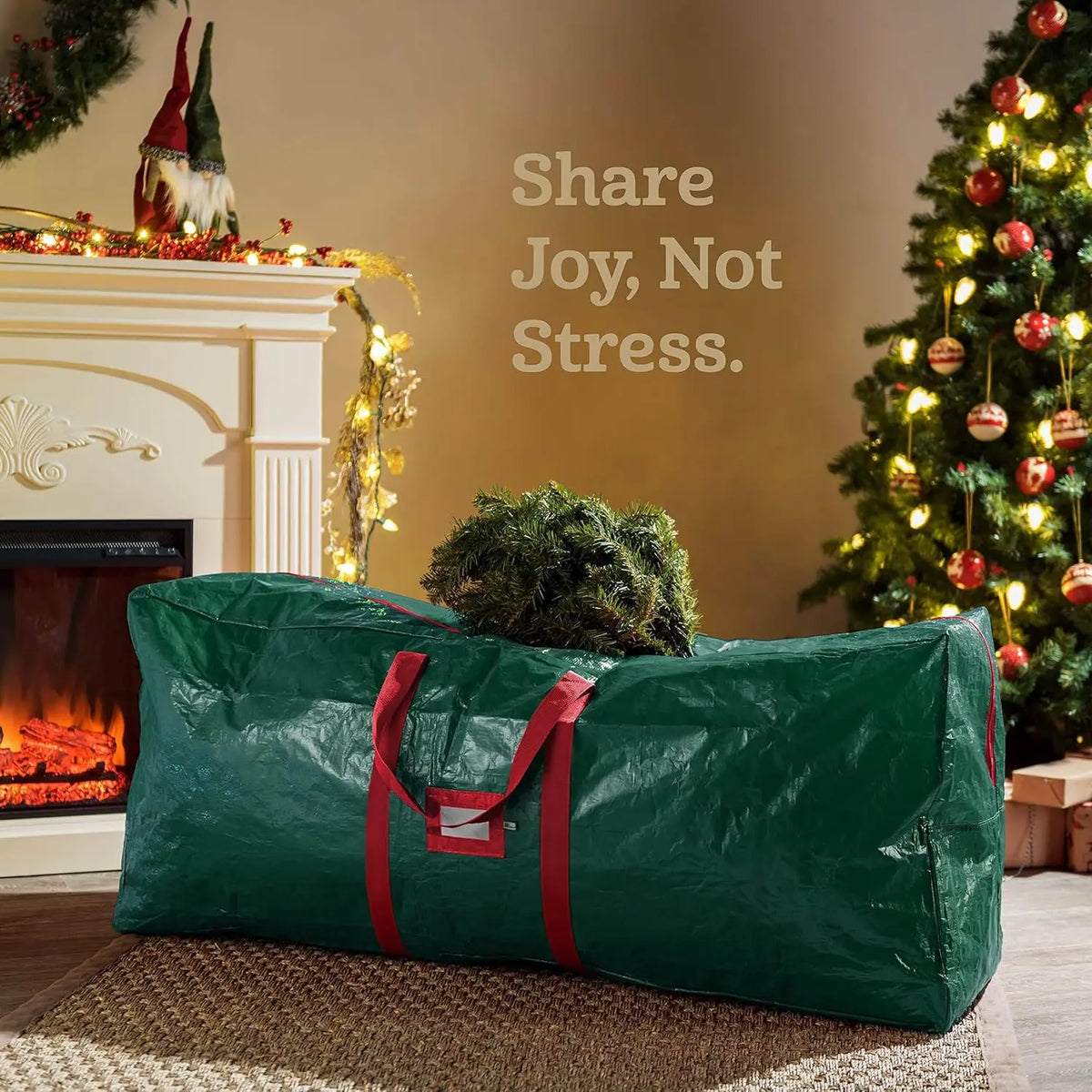 7.5 Ft Artificial Christmas Tree Storage Bag, Heavy-Duty Durable Waterproof Rain-proof Pack with Reinforced Handles, Full-Length Zipper for Easy Access (Home & Garden Organization Solution)