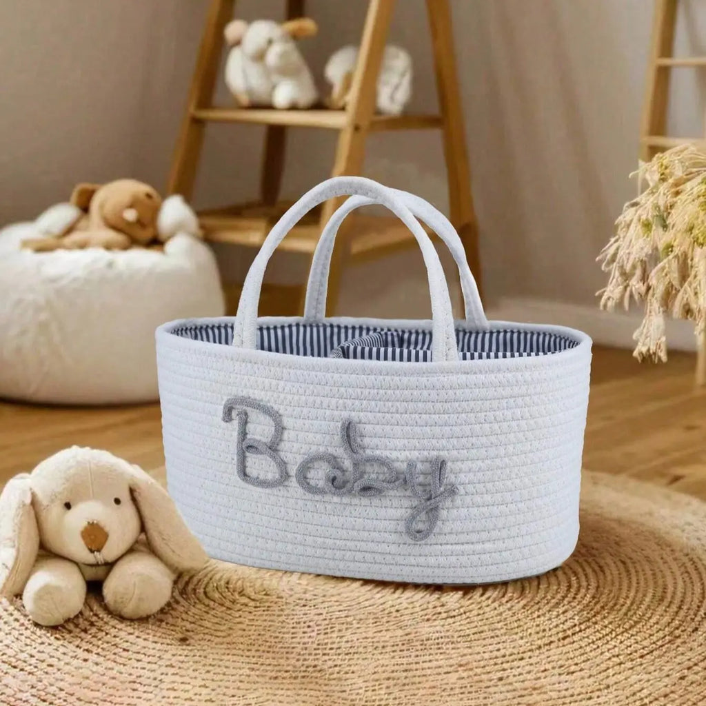 Baby Diaper Storage Basket, Toy Organizer Bin, Woven Compartment Detachable Portable, Nursery Essentials, Baby Care Accessories, Playroom Kidsroom Organizer, Removable Basket, Nursery Baskets, Storage for Organizing