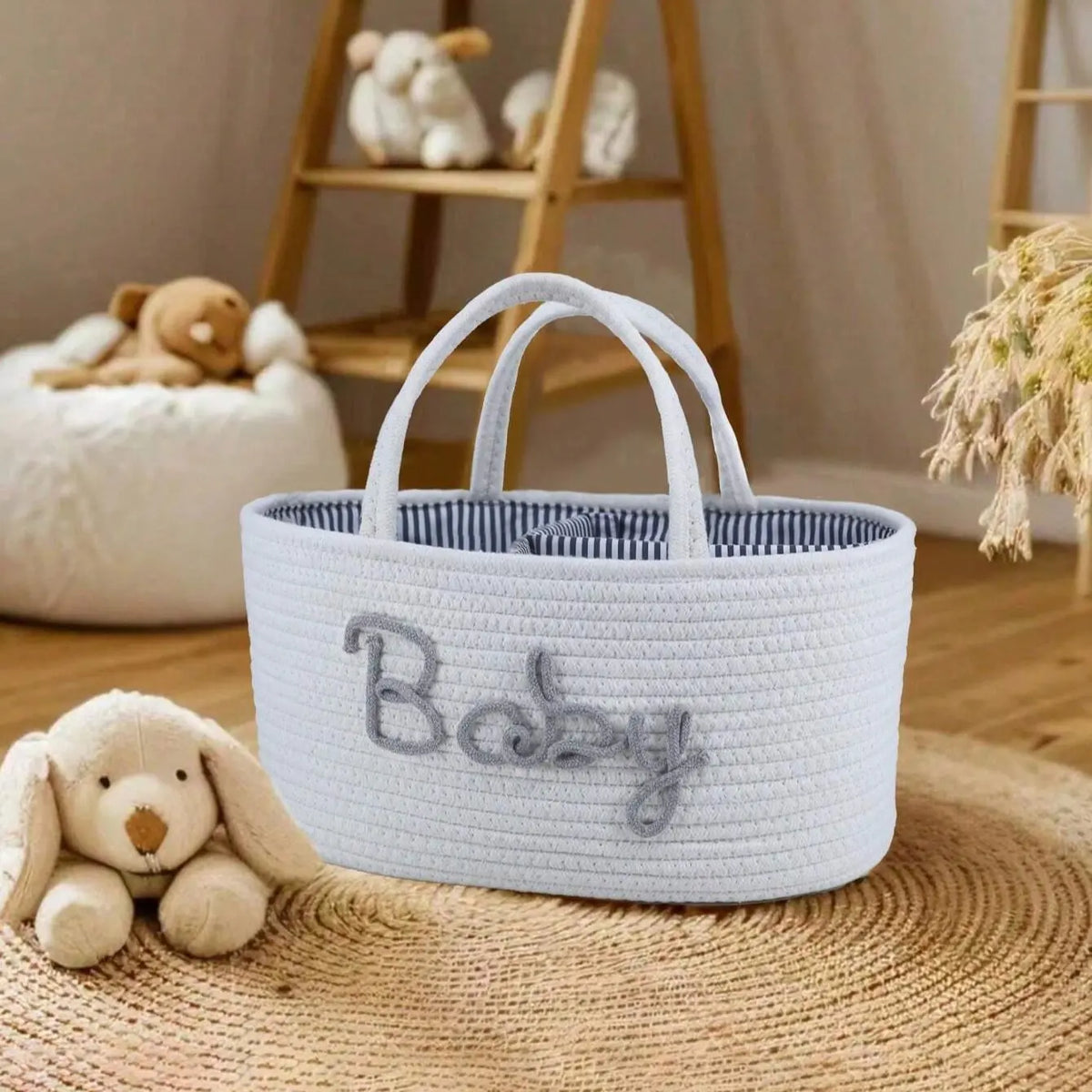 Baby Diaper Storage Basket, Toy Organizer Bin, Woven Compartment Detachable Portable, Nursery Essentials, Baby Care Accessories, Playroom Kidsroom Organizer, Removable Basket, Nursery Baskets, Storage for Organizing
