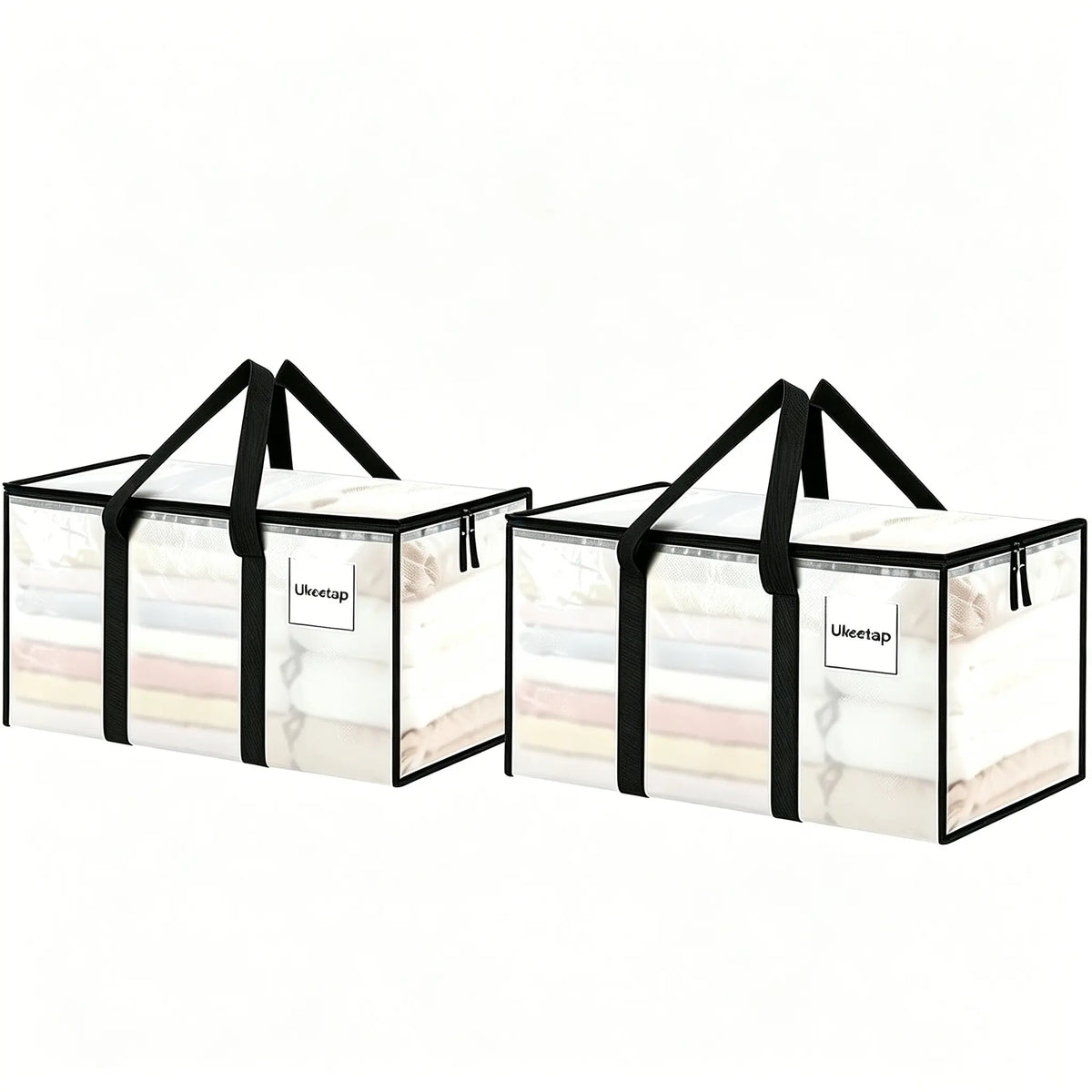 8-Piece Large Heavy-Duty Storage Bags, Transparent Lidded Boxes with Reinforced Handles, Durable Zipper Pouches for Clothes, Dorms, University Supplies
