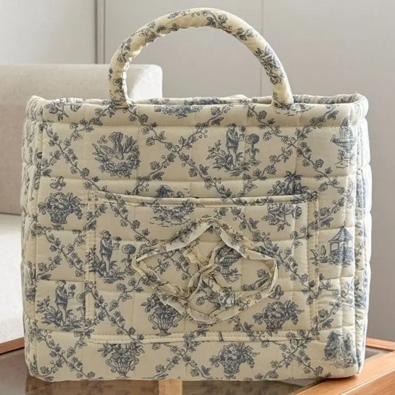Colorful Floral Print Soft Cotton Weaving Basket - Lightweight, Collapsible, Large-Capacity Home Supplies Organizer Bin with Smooth Liner, Washable, Gentle on Clothes, Ideal for Organizing Backseat, Blankets, Toys, Weaving Basket For Blankets, Trunk‑Ready