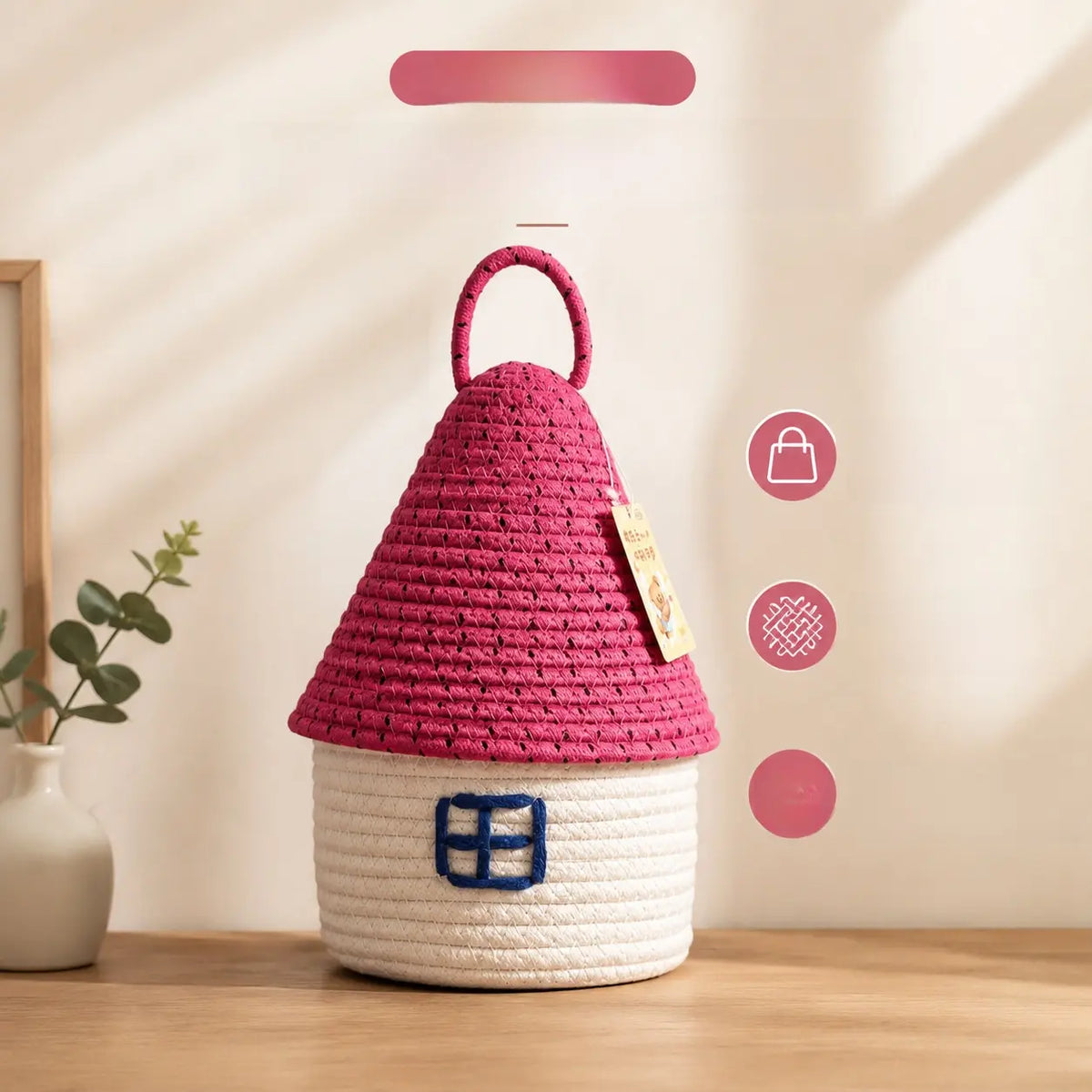 Cotton Fabric Home Storage Baskets - Multi-Size, Cute Design, Foldable, Handle-Equipped Household Organizers, Cappuccino (22*12), Pink & White Dopamine (22*19), Space-Saving Home Supplies