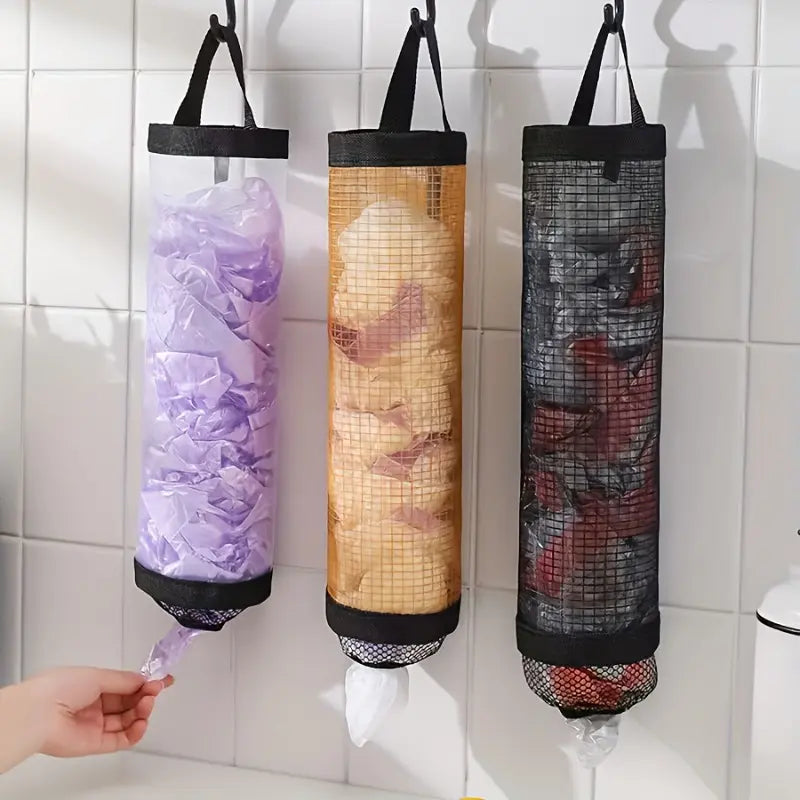 Kitchen one-time use mesh storage bag, foldable and wall-hung garbage bag Organiser