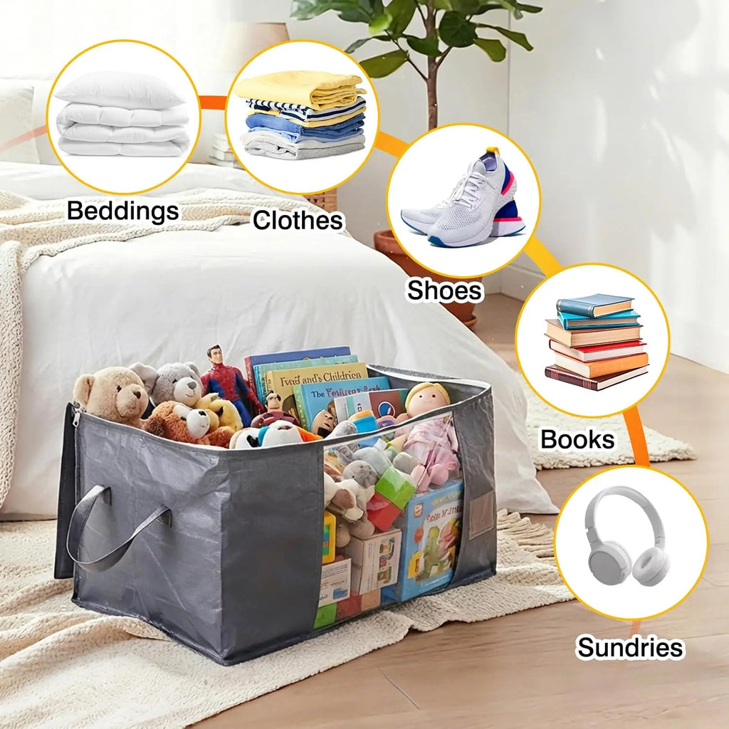 Bedding Storage 90L Blanket Storage Bags 6 Pack Large Foldable Heavy Duty Clothes Containers for Closet, Clothing, Comforters, Bedding, Bed Sheets, Pillows and Toys Organizers
