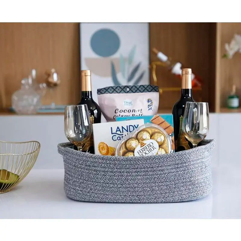 Woven Cotton Rope Cube Storage Basket Organiser - Clothes, Towel, Baby Diaper Holder for Wardrobe, Baby Room