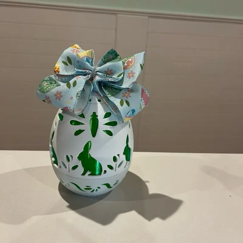 Easter Egg Basket/Container with Colorful Bow and Floral Design
