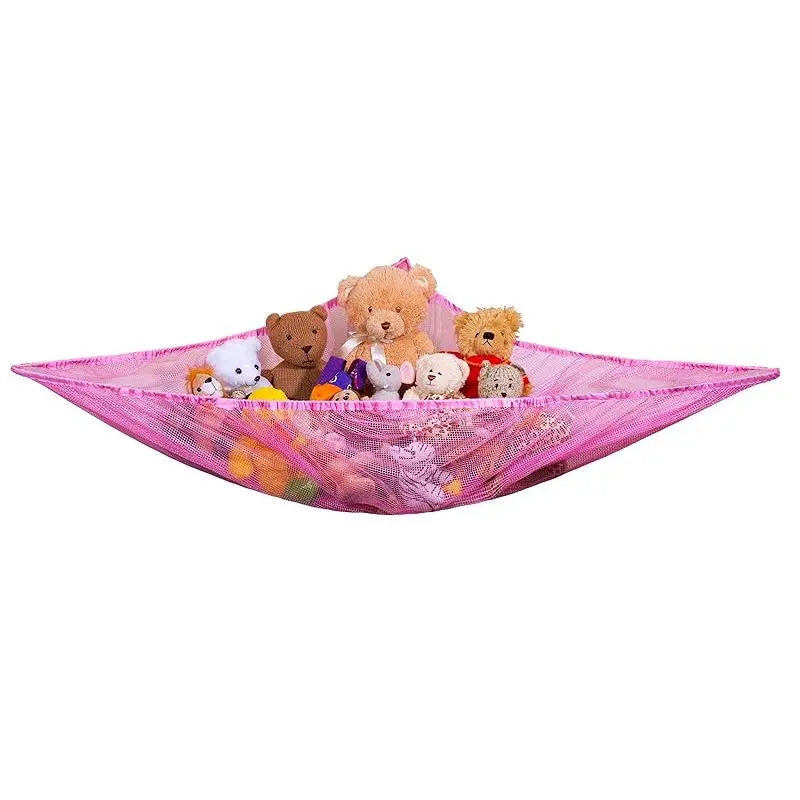 Jumbo Toy Hammock - Organize stuffed animals or children's toys with the mesh hammock, Looks great with any décor while neatly organizing kid’s toys, Expands to 5.5 feet - White