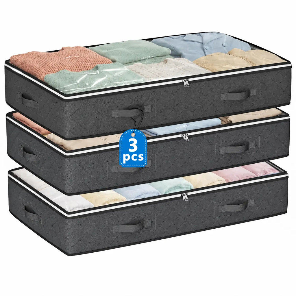 90L Under Bed Storage Containers, Foldable Closet Organizers, Storage Bins, Organizer Bags, Bedding Storage, Space Saving Bags, Fabric Storage Bag for Linen, Blankets, Clothes, Pillows, Wrapping Paper