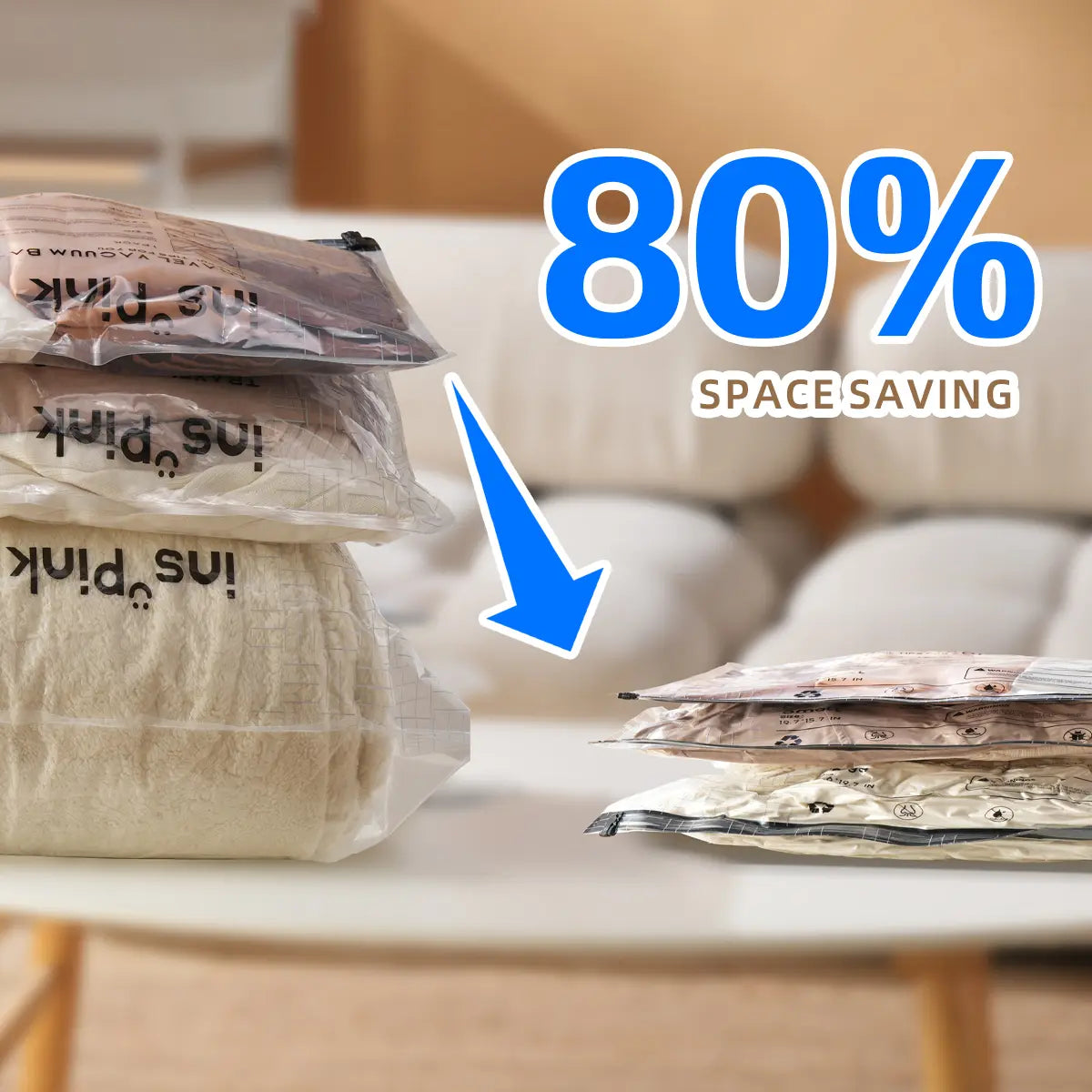 Inspink 15-Pack Compression Vacuum Seal Storage Bags Set with 25W USB Rechargeable Pump, Foldable Solution for Home Storage Organization, Travel Organizers, Carry-On Luggage Organizer,dorm essentials #SohoChic