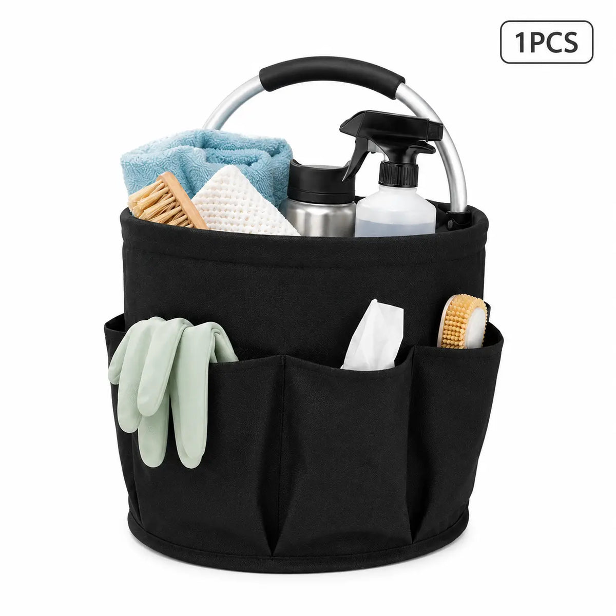 16L Portable Foldable Cleaning Caddy with Handle and Pockets, Space-Saving Household Organizer, Great for Daily Home Use, Car Trunk, Camping Picnic (Sports & Outdoor Essentials)