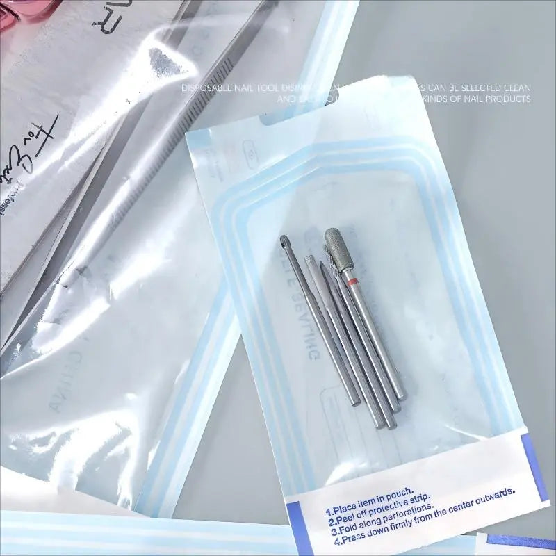 100 Disposable Nail Tool Cleaning Bags, Sterilization Pouches, Self-Seal Hygiene Storage Bags, Durable and Economical, Resealable Pack, Plastic Storage Organizer, Sealing Storage Bags, Organizing Tools, for Salon, Beauty, Hairdresser, Spa