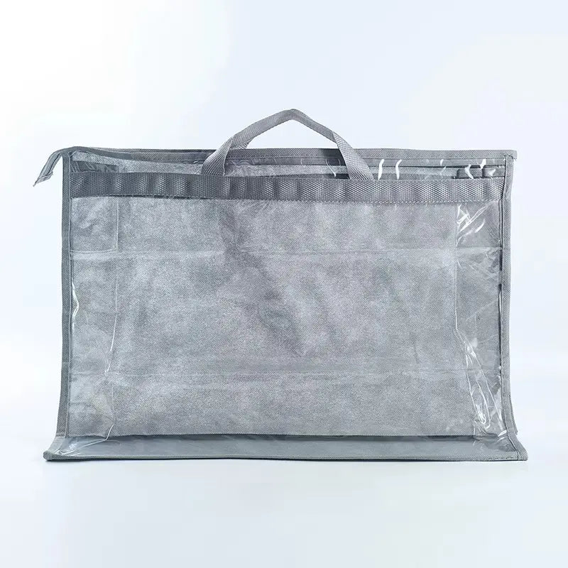 Suspension Bag Storage Organizer, Non-Woven Transparent Dust-Proof Home Storage Bag, Zipper & Handle, Ideal for Closet Purses & Wallets, Clear Organizers